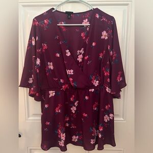 Torrid purple floral kimono style blouse